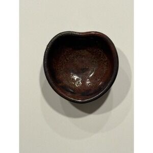 POTTERY Trinket Dish Jewelry Dish Change Dish Brown Glazed 4" X 4"